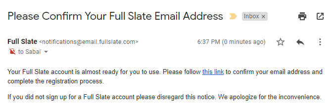 Verification Email Screenshot